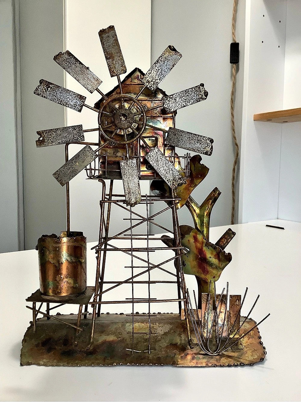 Vintage Copper Metal Windmill Music Box